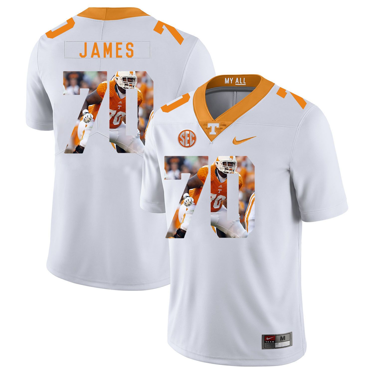 Men Tennessee Volunteers 70 James White Fashion Edition Customized NCAA Jerseys